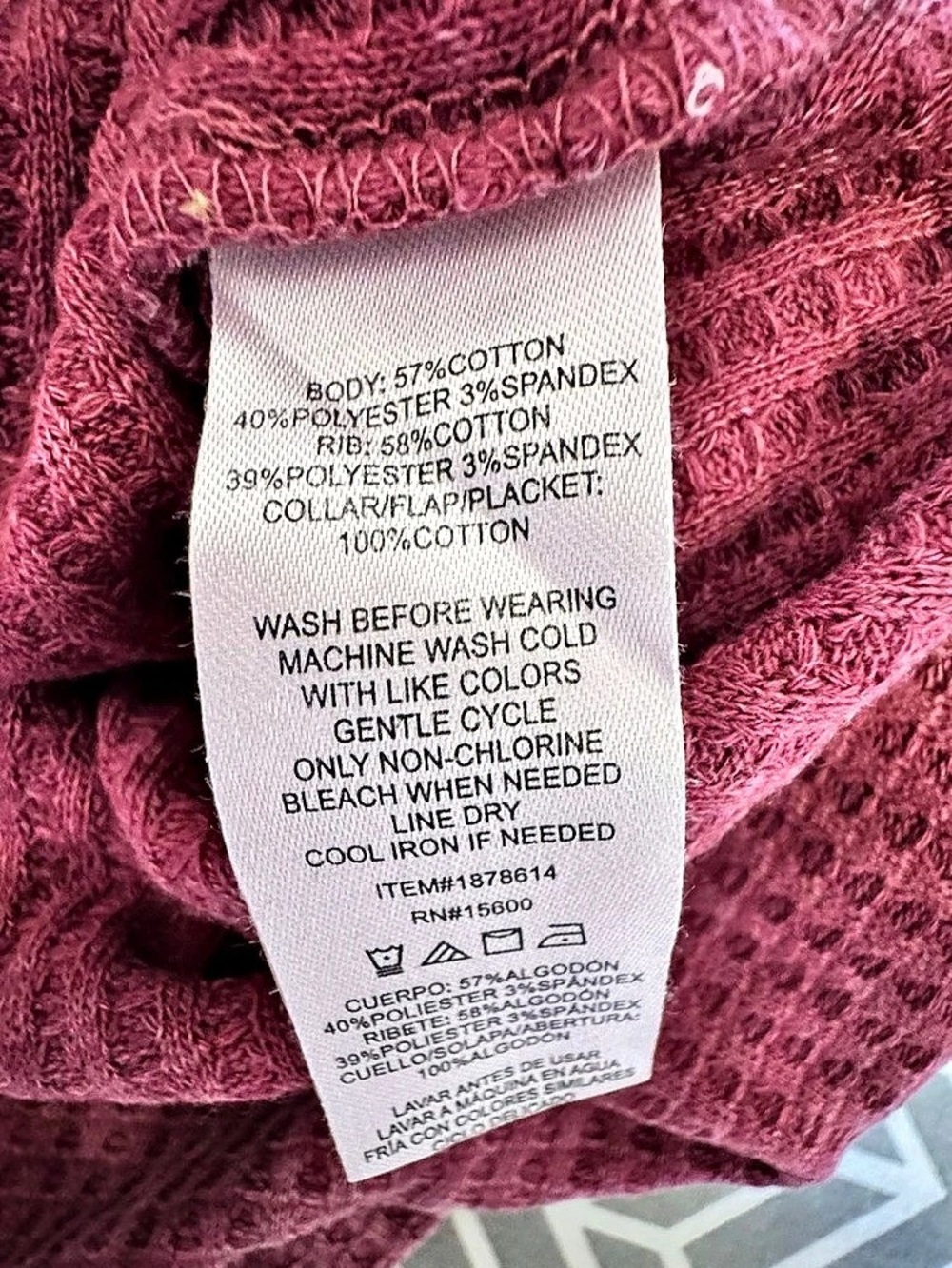 Briggs Women’s Pink Acid Wash Waffle Knit Shacket Button Down Oversized XXL - Picture 4 of 4